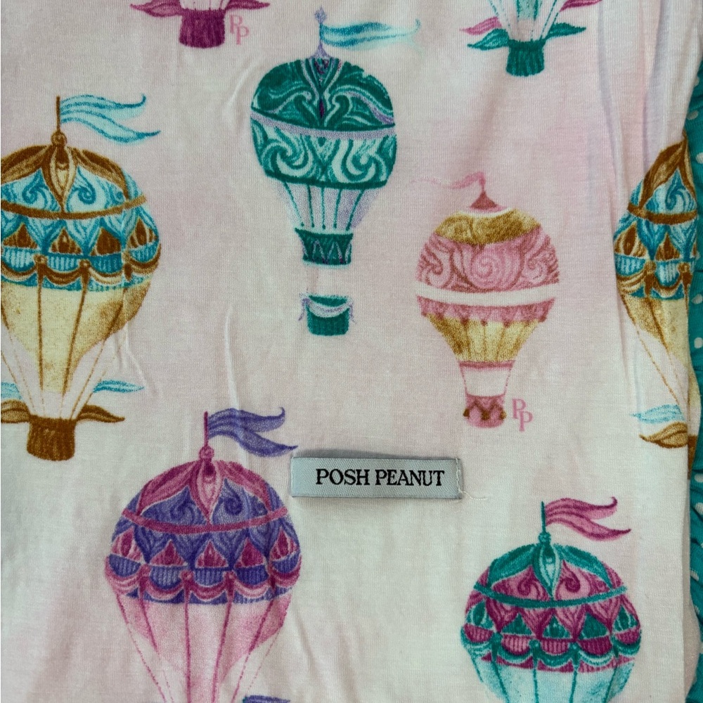 Posh Peanut “Gemma” Luxe Patoo Blanket with Teal Polka Dot Trim - Picture 9 of 10